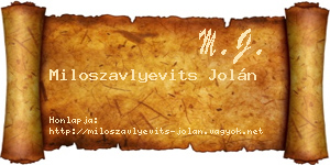 Miloszavlyevits Jolán névjegykártya
