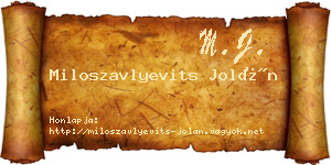 Miloszavlyevits Jolán névjegykártya