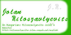 jolan miloszavlyevits business card